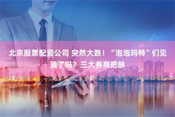北京股票配资公司 突然大跌！“泡泡玛特”们见顶了吗？三大券商把脉