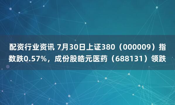 配资行业资讯 7月30日上证380（000009）指数跌0.57%，成份股皓元医药（688131）领跌