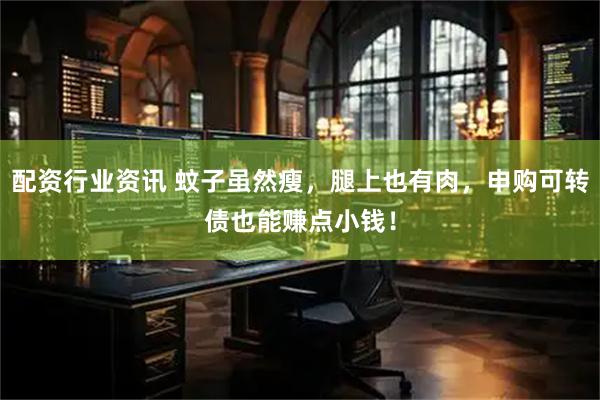 配资行业资讯 蚊子虽然瘦，腿上也有肉，申购可转债也能赚点小钱！