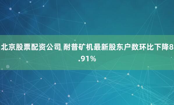 北京股票配资公司 耐普矿机最新股东户数环比下降8.91%